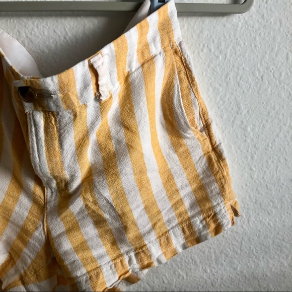 Yellow white striped old navy linen shorts - Picture 6 of 8